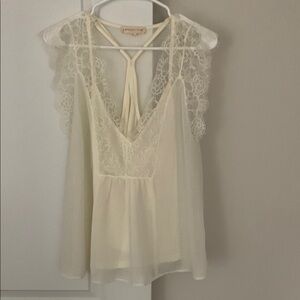 Cream Lace Sleeveless Top